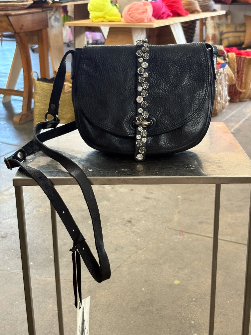 Campomaggi Studded Leather Bag in Navy